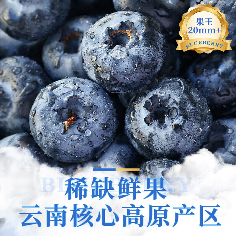 余悦云南蓝莓【顺丰JD-多地次日达】国产高山花香蓝莓新鲜水果箱送礼 4盒【单果15mm+】125g/盒(净100g)
