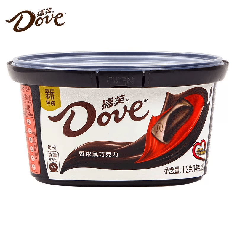 德芙（Dove）丝滑黑巧牛奶巧克力盒装252g情人节礼物糖果年货零食喜糖Aa 112g黑巧排块碗装