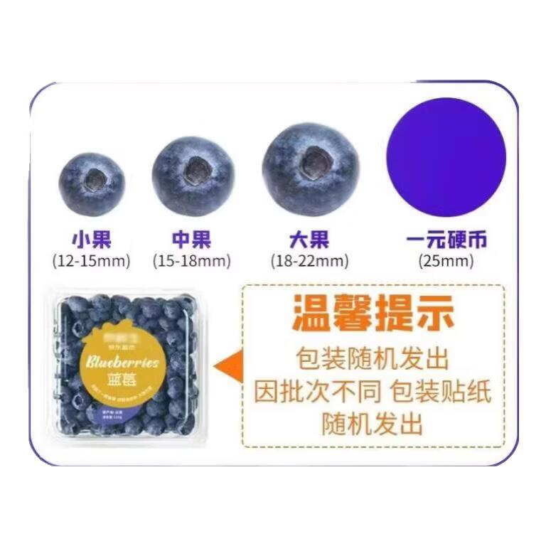 鲜农涧现摘云南蓝莓酸甜时令当季鲜果 护眼鲜果 整箱包邮 辅食水果 8盒 单果15-18mm 【100-125g/盒】
