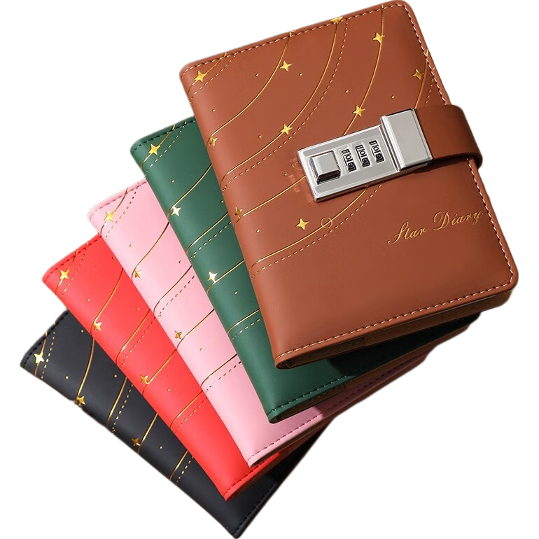 法拉蒙（faramon）a5復(fù)古密碼本帶鎖日記本簡約記事本學(xué)生筆記手賬本文具記事本 綠色-B6流星款