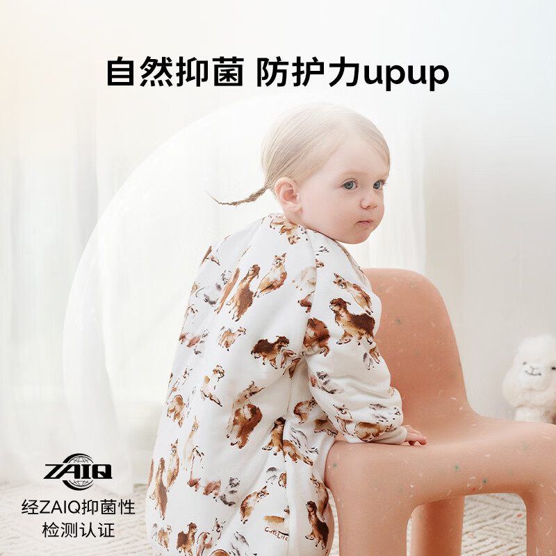 Cutelife【椰油竹柔】婴儿睡袋婴童秋冬长袖分腿宝宝防踢被A类抑菌柔软 【厚夹棉】圣诞喵 10-14度 110码/身高105-115cm【4-5.5岁】