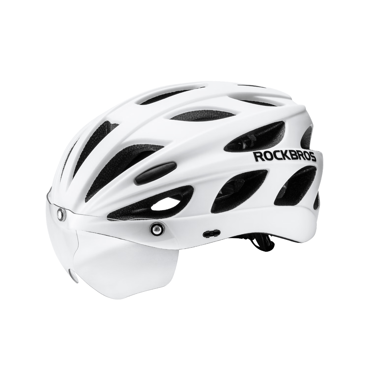 洛克兄弟兒童騎行頭盔青少年自行車風(fēng)鏡男女山地公路車 磨砂白+變色灰鏡