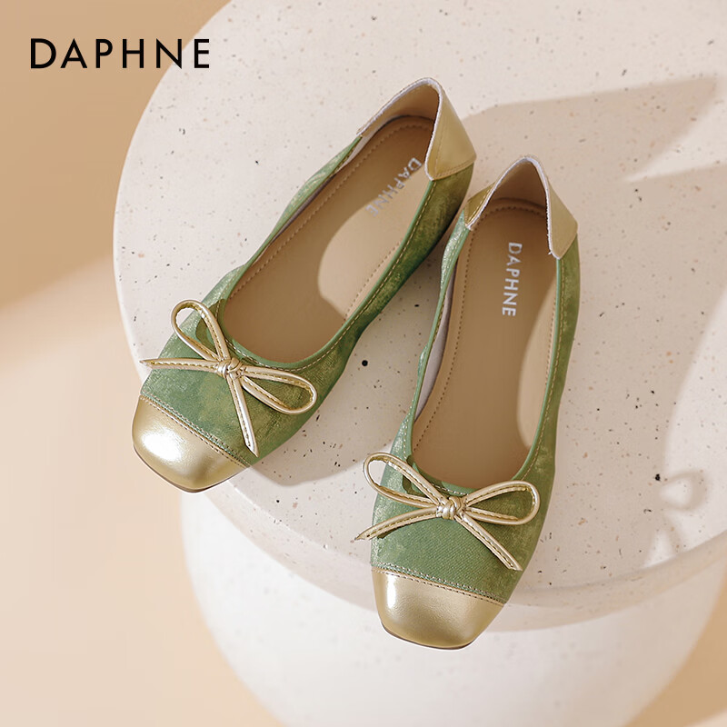 达芙妮平底单鞋女2026新款春季法式蝴蝶结芭蕾舞鞋温柔玛丽珍鞋女LP 绿色 36 京东折扣/优惠券
