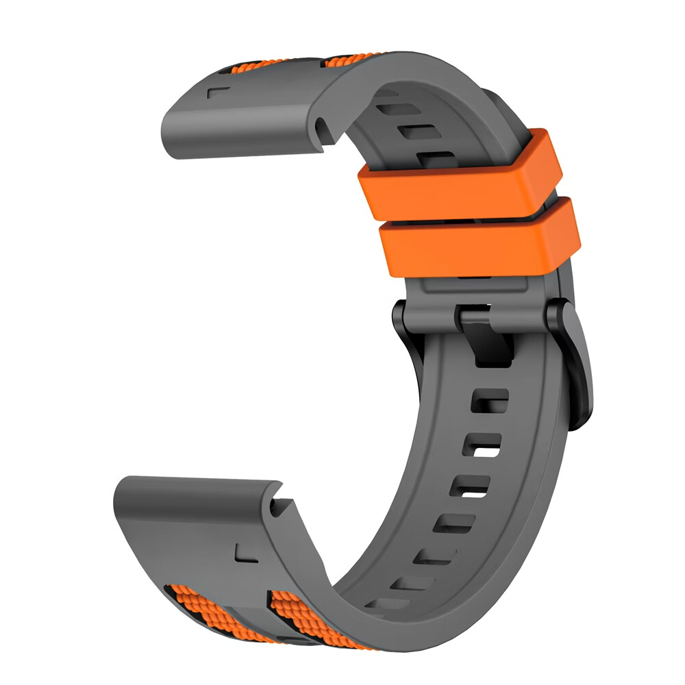ENDUROBAND适用佳明Garmin飞耐时Fenix8/Fenix7X/Fenix6X/Fenix5X/955/965/Epix Pro/Tactix8硅胶快拆表带 太空灰/橙拼色表带 26mm宽接口