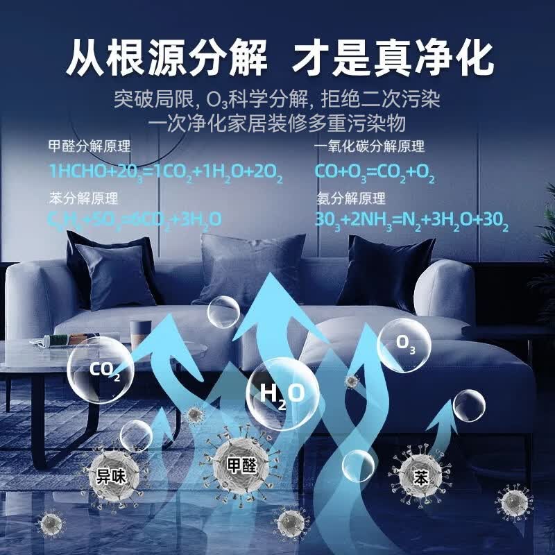 bures百而思空气净化器除甲醛家用新房专用急入住室内换气除烟味神器桌面除菌消毒除异味夏季凉爽到家里 宝石蓝 5g/h【120平】