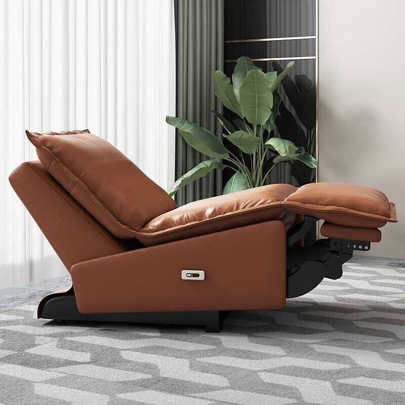 聯(lián)邦家具頭等電動太空單人沙發(fā)椅現(xiàn)簡約客廳多功能艙輕奢真皮懶 手動款科技布主圖栗色 單人