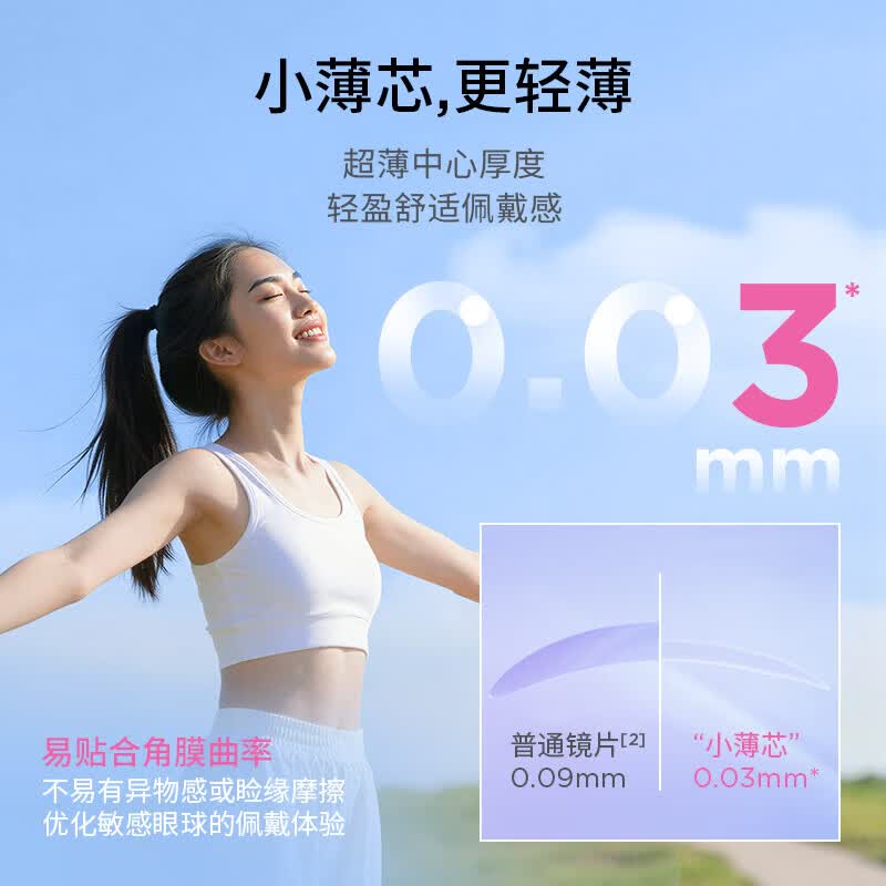 moodyblue目怡蓝薄润系列日抛隐形眼镜60片敏感眼干眼超薄新品 60片 250度