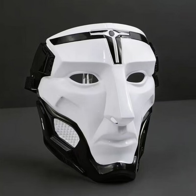 奇优宝款三角洲典狱长面具赛博朋克机械面具万圣节cos派对全脸面罩 白色典狱长面具【大人小孩可佩戴】松紧可调节