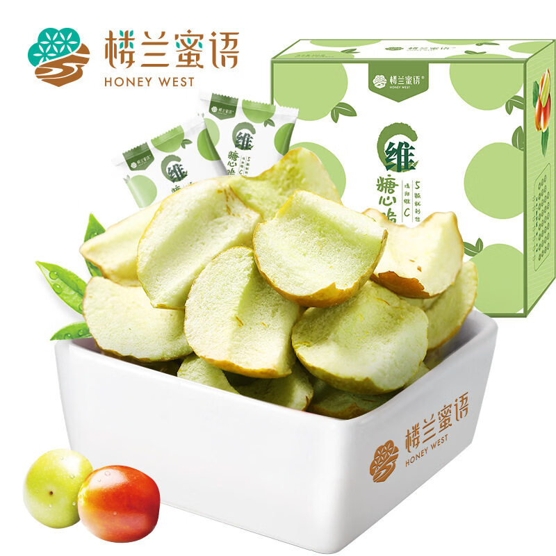 樓蘭蜜語(LOU LAN MI YU)每日維C糖心脆凍干冬棗脆片15gx30袋無核紅棗小袋裝禮盒 維C糖心脆15克*5袋