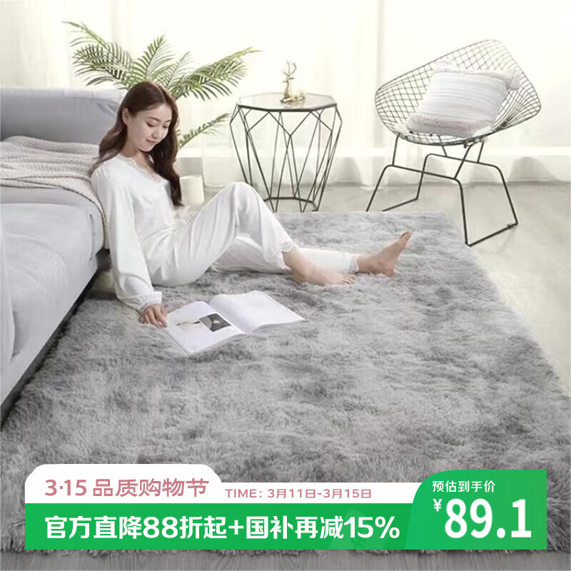 梦蜓长绒丝毛客厅地毯茶几卧室飘窗床边毯垫 160*230cm