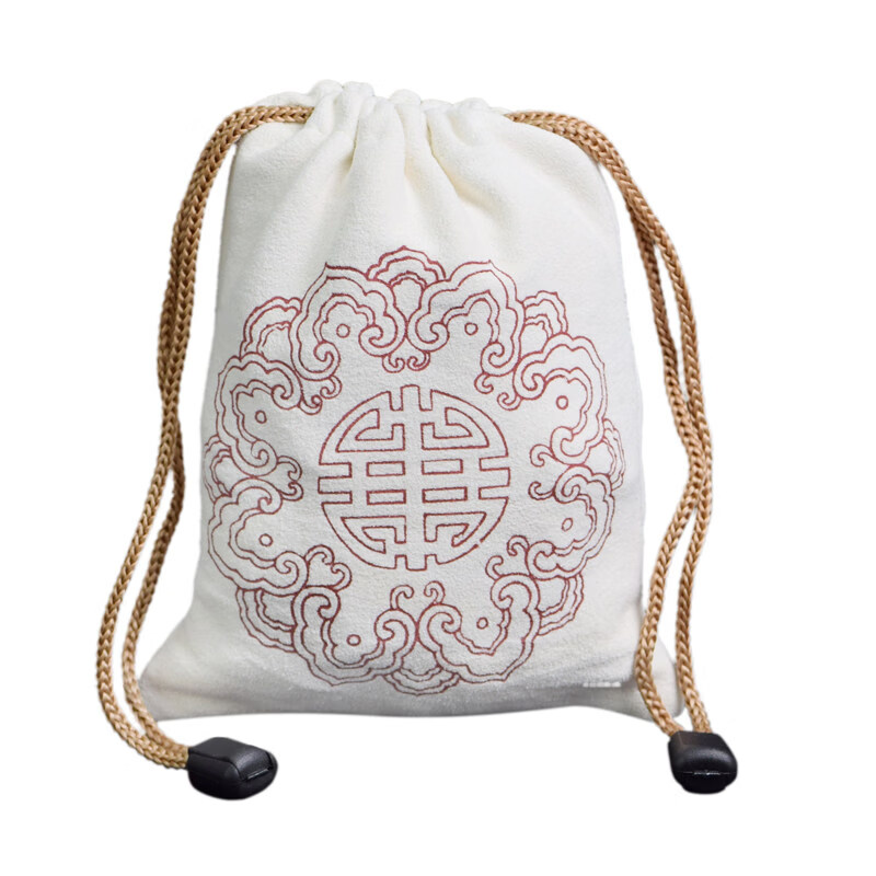 麂皮文玩手套鹿皮盘珠袋文玩袋子星月菩提紫檀金刚包浆 印红花 大号 约17x21CM