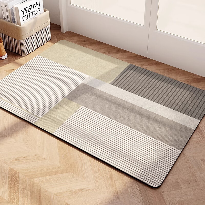 KAYE浴室吸水地垫卫生间门口速干防滑垫浴卫洗手间厕所脚垫硅藻泥垫子 GZN-Y白瓷-诗意相依 40X60cm