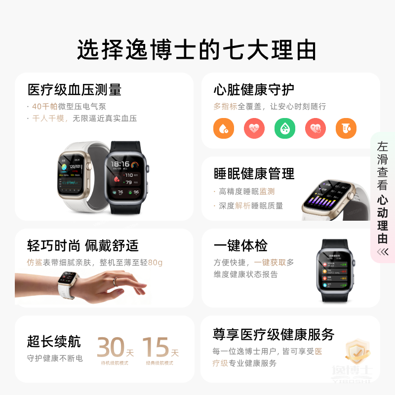 逸博士【医疗级】智能血压手表气泵式睡眠心率心电血糖血氧动态监测气囊腕部血压仪精准监测AI健康体检 砚池黑 官方至尊款