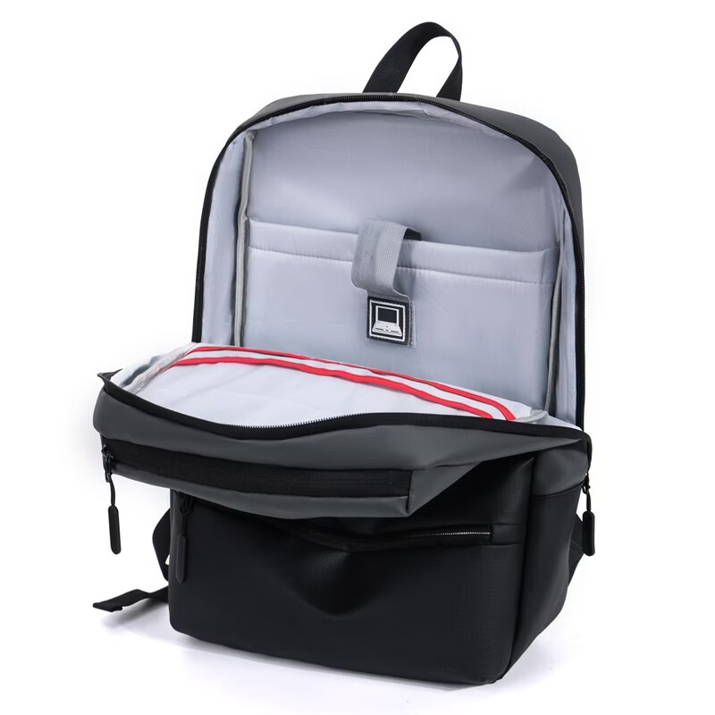 男士商务大容量轻便电脑双肩包适合大学生高中生出差旅行使用 卡其色 15.6