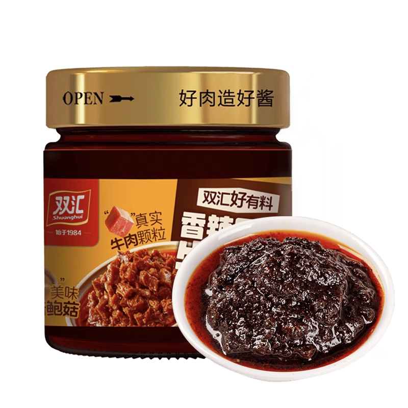双汇 香辣风味牛肉酱180g 大颗粒牛肉辣椒酱 下饭菜 拌饭 拌面酱