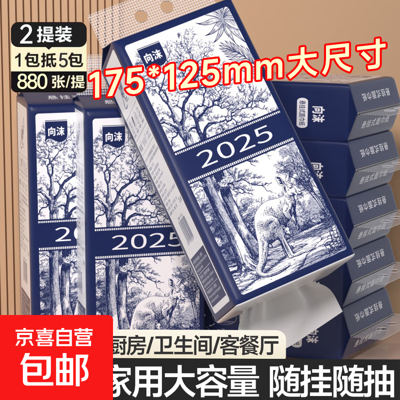 880张悬挂式10提抽纸整箱更划算抽纸大包纸巾加厚家用干湿两用 4层 880张*2提