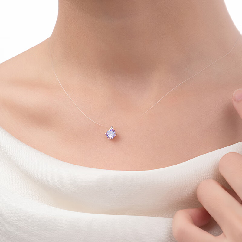 周大生*DC余生有你人鱼之泪项链925纯银项链生日礼物送女生闺蜜 人鱼之泪项链（紫色）