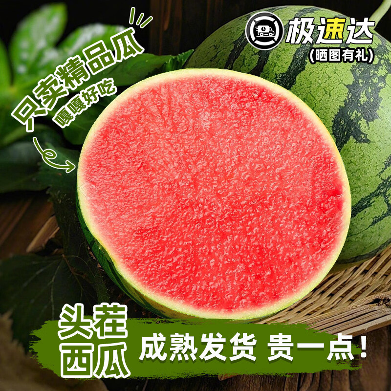 春福乐麒麟西瓜新鲜当季水果现摘皮大西瓜有籽无籽混发甜西瓜正宗包邮 净重4-5斤一个瓜+双层防护