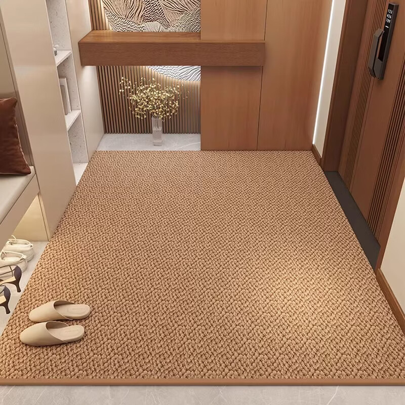 吱凡日本入户门地垫仿剑麻高级感地毯门垫进门门口客厅脚垫可擦免洗垫 仿剑麻-琥珀棕 50×80CM