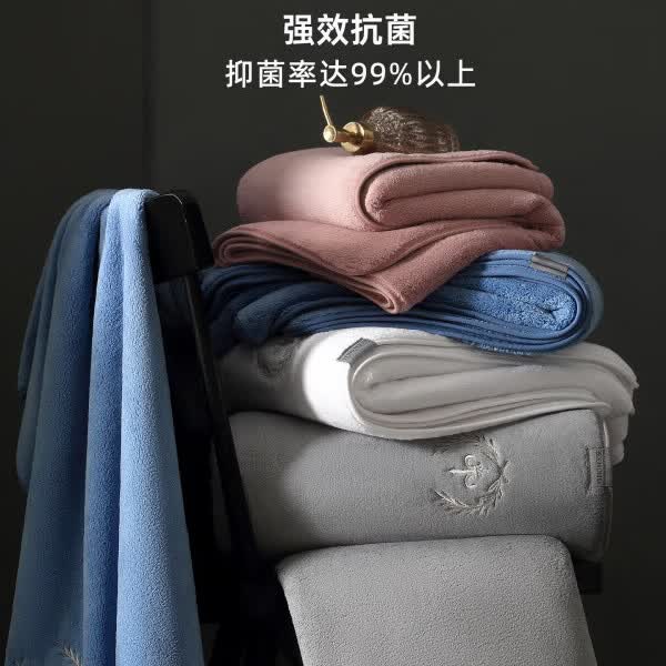 AILUKI日本抗菌浴巾毛巾男款女高级家用不掉毛比纯棉吸水速干成人加厚 粉色 140cm*70cm 一条浴巾