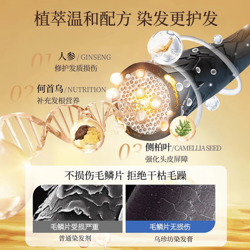 同仁堂染发剂一洗黑染发膏纯天然植物不沾头皮无刺激孕妇可用男女泡泡染 栗棕色【可盖白发】 600mL
