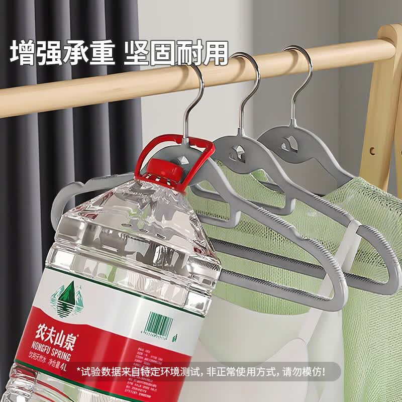LYNN衣架短颈无痕防滑衣撑子家用卧室多功能收纳植绒晾晒架衣挂省空间 【橡胶漆衣架 可叠挂】浅灰色衣架10支