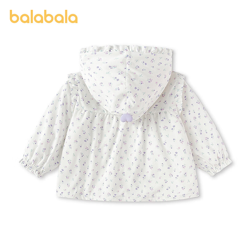 巴拉巴拉（BALABALA）【balaOne】巴拉巴拉童装女童外套婴儿宝宝上衣2026新款春装甜美 白紫色调00317 90