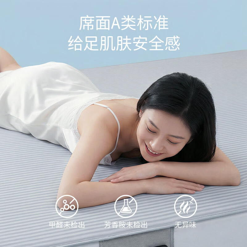 老席匠凉席冰丝席三件套抑菌超凉感1.5米1.8米可机洗A类床席床笠席子 A类抗菌凉感席-床席款-莫兰迪灰 三件套 1.8米床 180cm*200cm