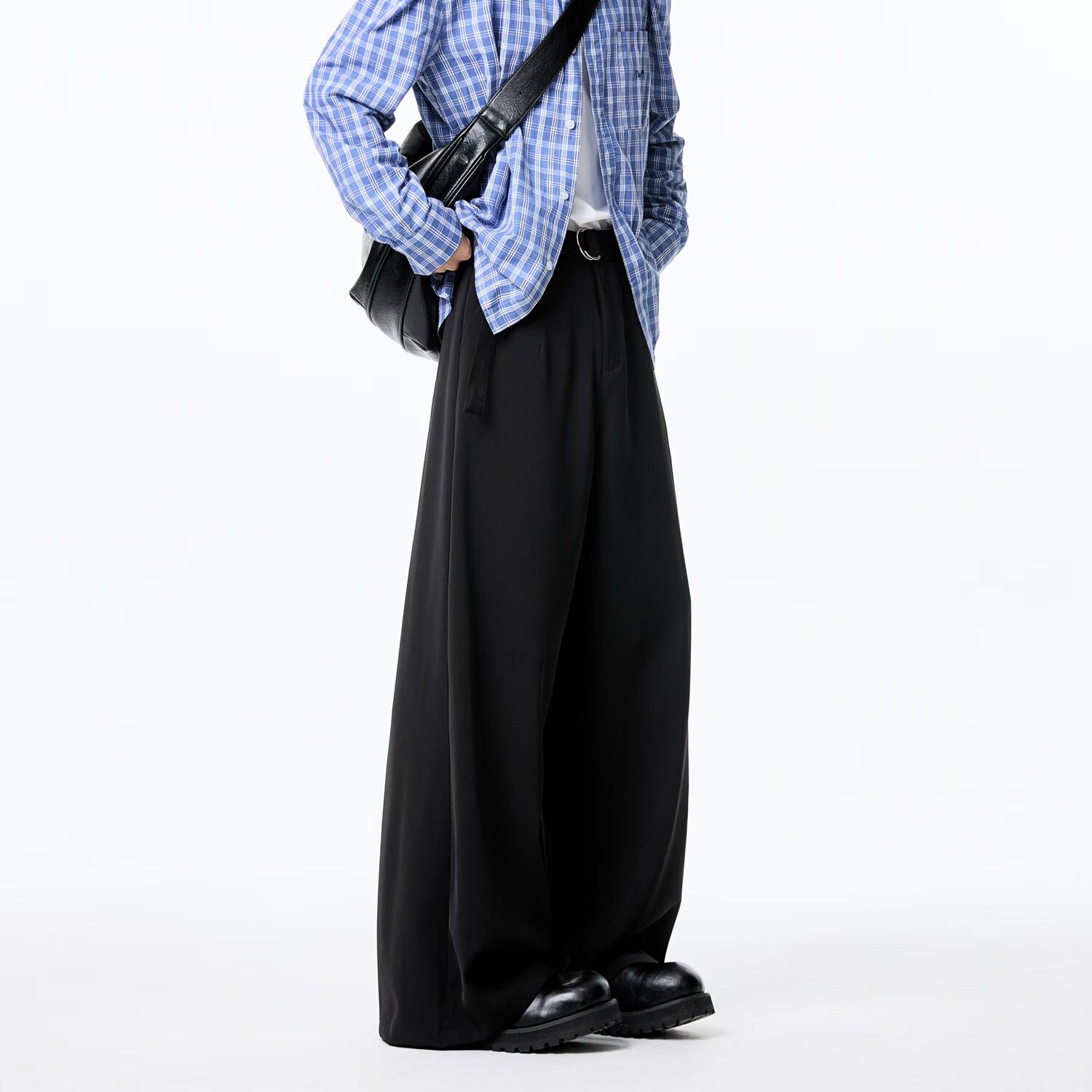 NEW OR MODE美式高级感阔腿西裤男夏季潮新款宽松休闲裤百搭高街垂感拖地裤子 黑色【高品质】 M 【建议90-110斤】