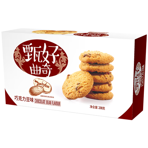 好吃點 甄好曲奇餅干巧克力豆味208g獨立包裝  辦公室休閑零食聚會推薦