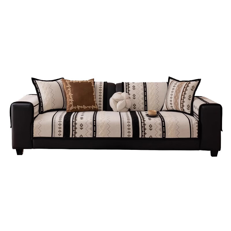 山头林村2025新款防猫抓沙发垫子感法式防滑耐脏坐垫靠垫盖布巾 SYJF-雏菊-绿色 1厘米*1厘米 单人位 30*50抱枕外套