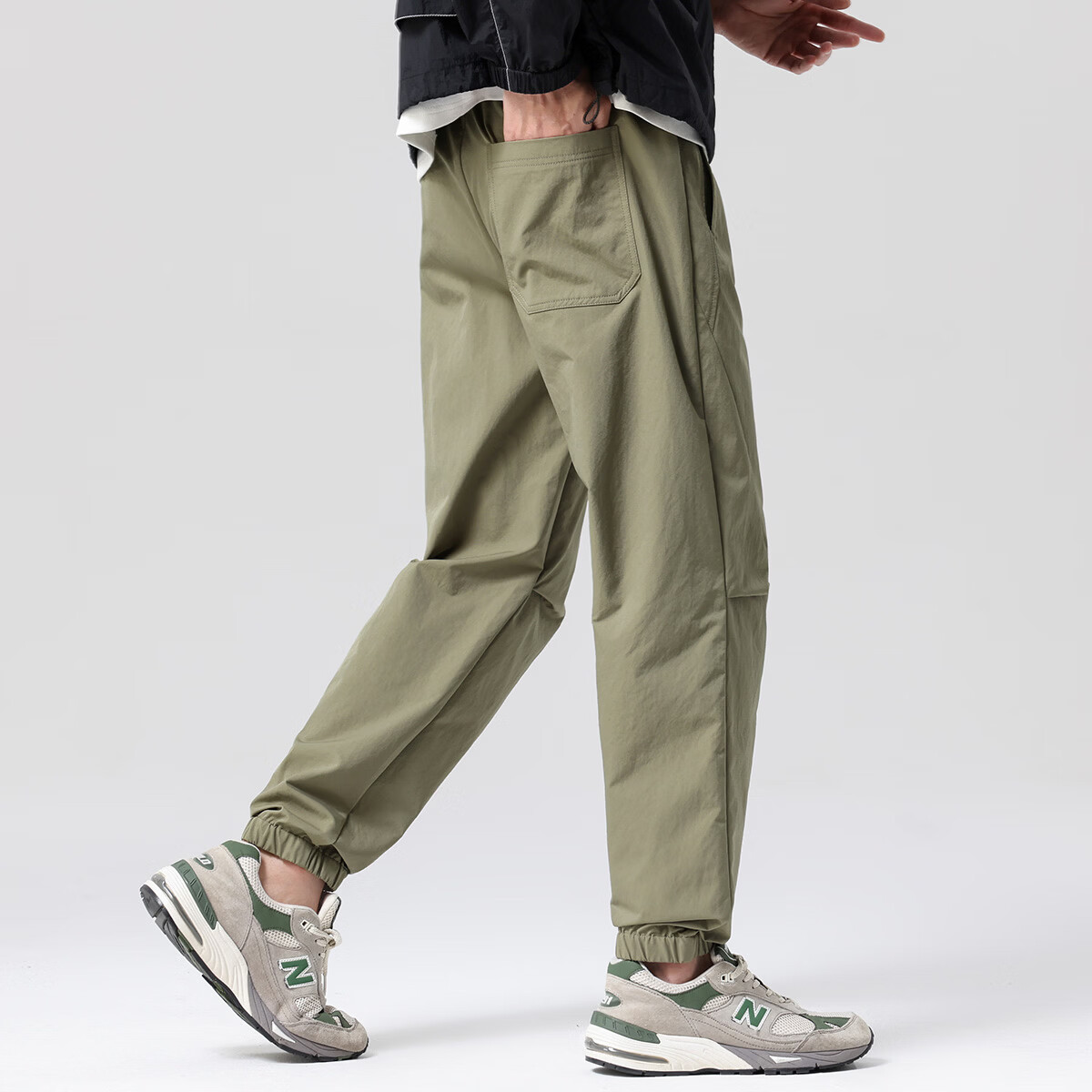 布衣传说运动户外工装伞兵裤潮流锥形束脚男式休闲裤 军绿 M