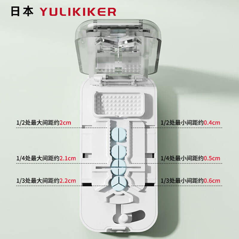 通用日本分药分割器切药器一分二三四精准切割便携药盒 【多颗齐切】重磅升级透明白【1/2+1/3+1/4切药】-储