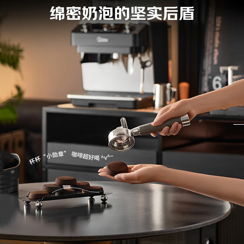 美的(Midea)半自动咖啡机磨豆机冷萃研磨一体机家用意式浓缩双锅炉可视压力30档研磨 【玄武】MA-GE5810黑武士