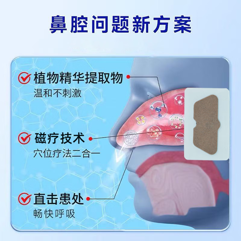 呼必安穴位磁疗贴过敏性鼻炎急慢性鼻炎鼻塞流涕鼻炎贴通气鼻贴官方正品 一盒【体验装】推荐多盒装效果好