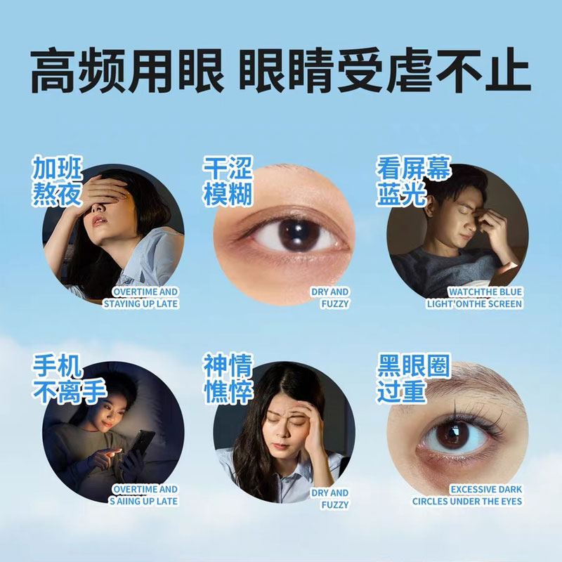 九兮叶黄素护眼贴冷敷缓解眼疲劳眼周干涩成人青少年冷敷润目明目贴 叶黄素冰敷护眼贴×20片