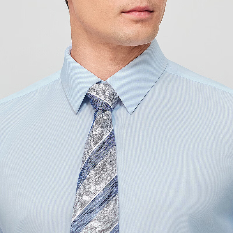 雅戈尔（YOUNGOR）【300支+桑蚕丝】2026春季新品商务免烫高端衣服男细条纹长袖衬衫 蓝色条纹VLTP114786HJY 41 （175/96Y）