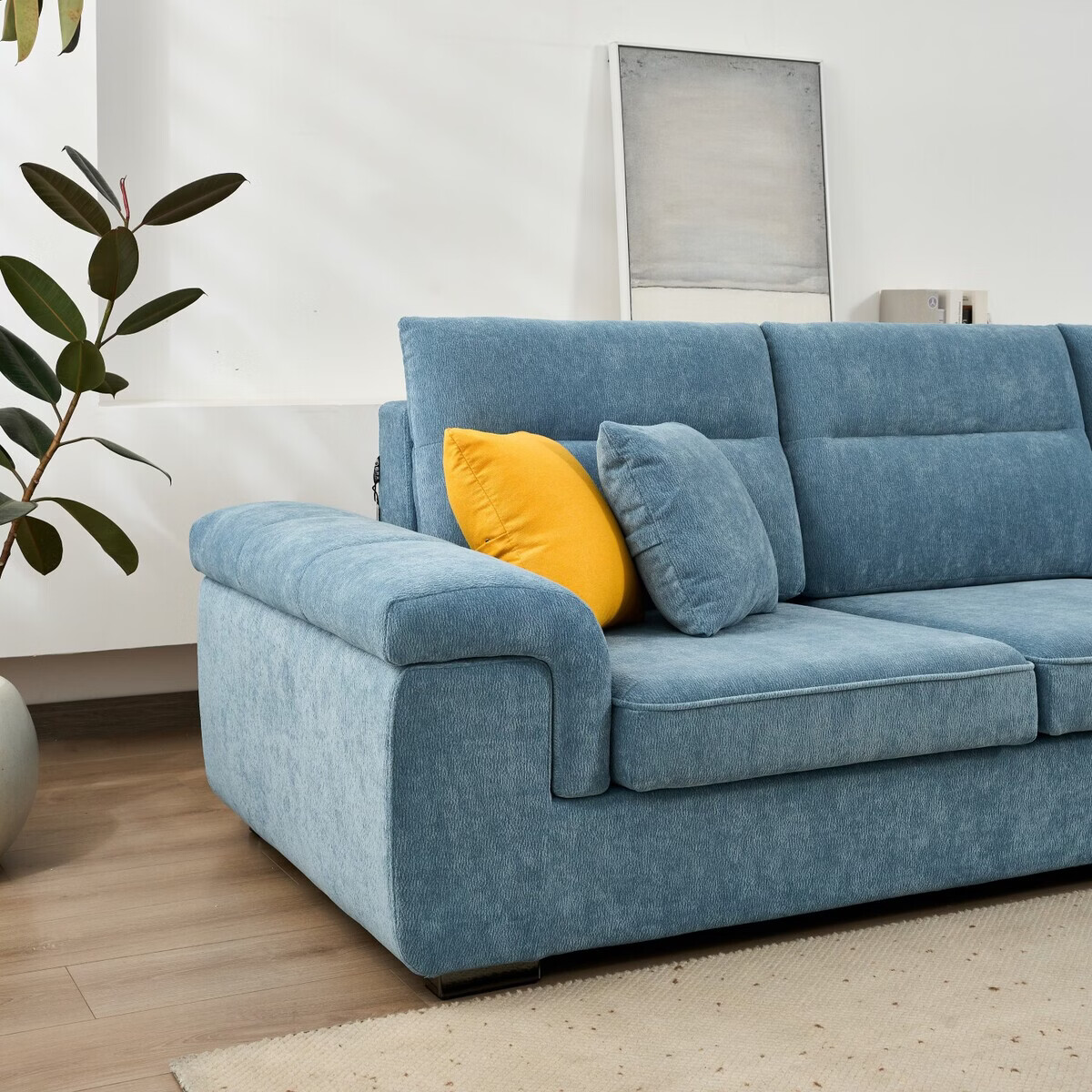 溥畔可拆洗棉麻布艺沙发 现代简约L形沙发 高回弹海绵家用小户型 直排三人位2.6米 沙发+茶几进口原浆乳胶[水洗工艺防螨抗菌坐感