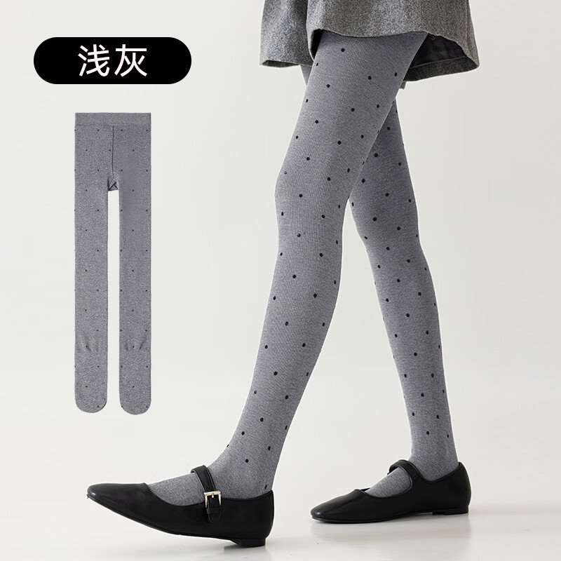 灰色波点打底裤女秋冬季外穿加厚打底袜竖条纹压力瘦腿连裤袜 浅灰波点连脚 均码 【精装均码】冬款中厚绒230克 京东折扣/优惠券