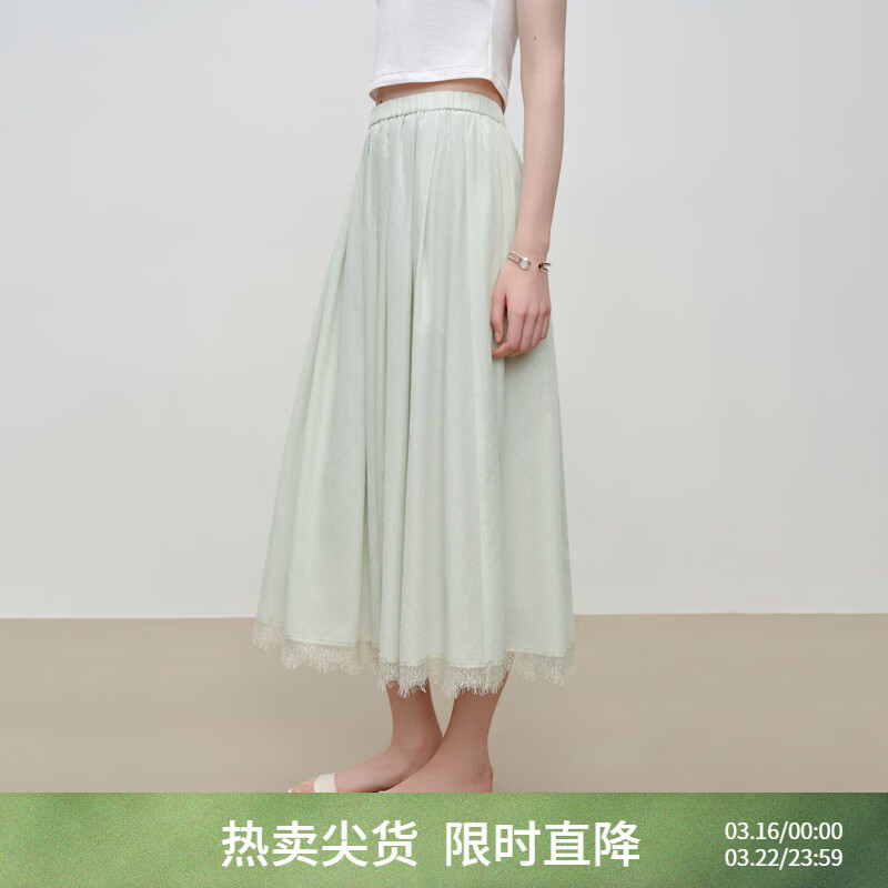 自巧【悦己小白裙】小个子蕾丝花边无袖衬衫套装裙女2026夏季新款 浅水绿半裙 M （尺码：4）