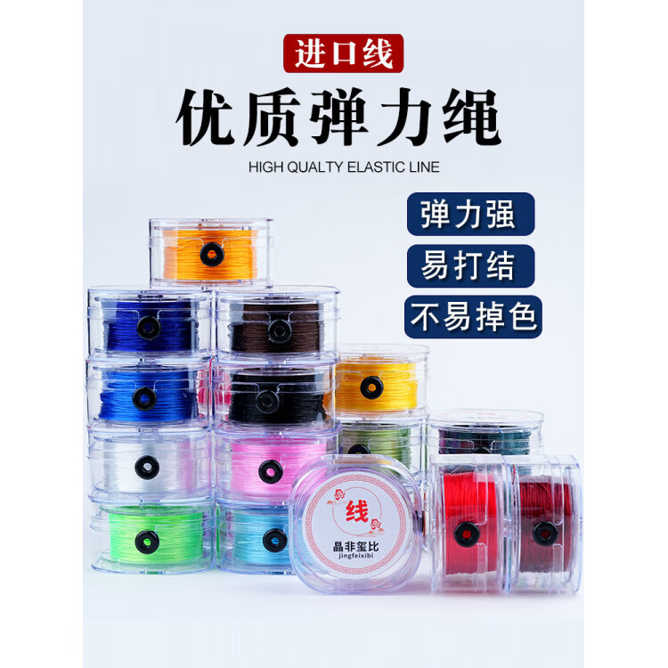 胖东来超市代购同款手串弹力绳串珠线 进口技术弹力线扁丝diy穿 微弹【透明红色圆形弹力线】0.8MM/约60米