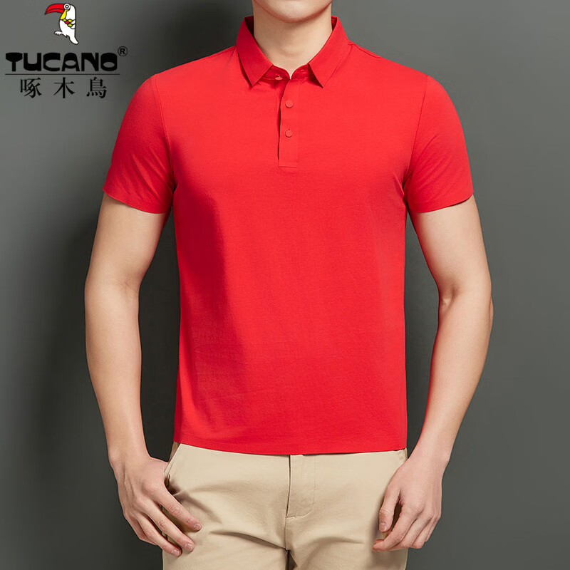 啄木鸟（TUCANO）短袖t恤男高端冰丝无痕夏季男士翻领POLO衫弹力免烫上衣速干半袖 灰蓝 L (170) 建议115-130斤