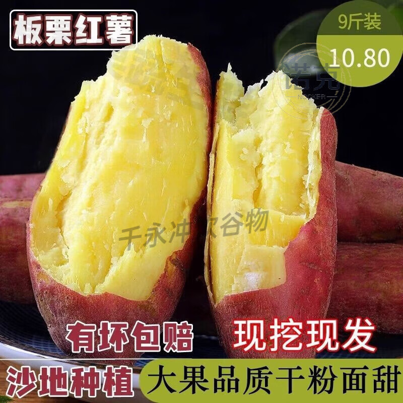 板栗蜜薯新鲜红薯沙地糖心地瓜非山东烟薯番薯25号烤红薯专 精选中果带箱番薯9-10斤