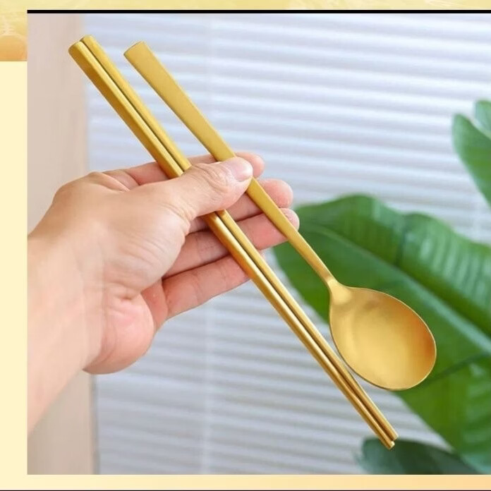 认干亲收干儿女拜亲金碗304不锈钢防烫碗套装周岁百日宴满月礼品 金碗六件套(2碗+2筷+2勺) 礼盒装