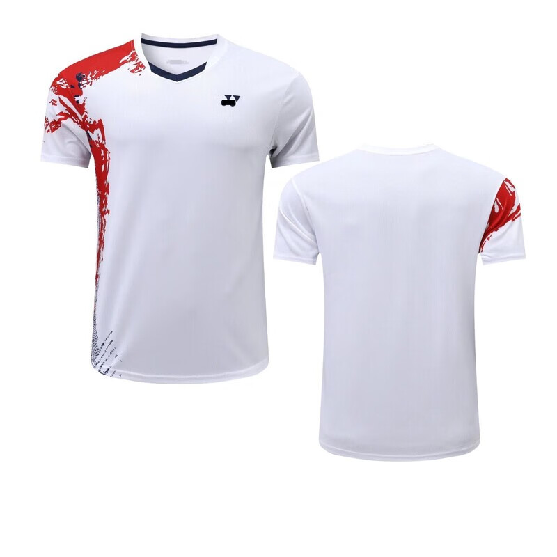 ajtd新款东京奥运会羽毛球男女短袖套装比赛速干透气 3678 白色上衣