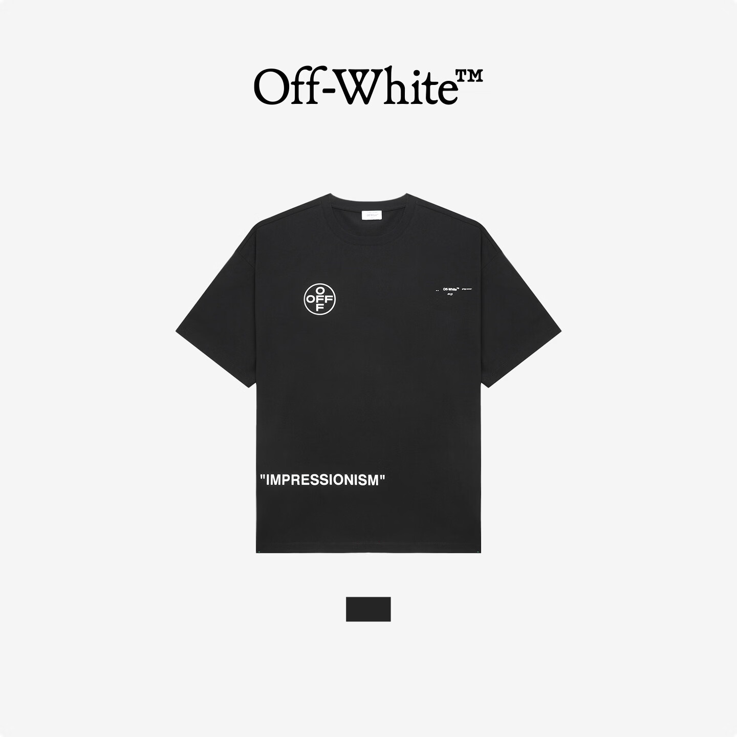 OFF WHITE™情侣装新款宽松短袖T恤圆领纯棉男装半袖潮牌上衣 黑色 L
