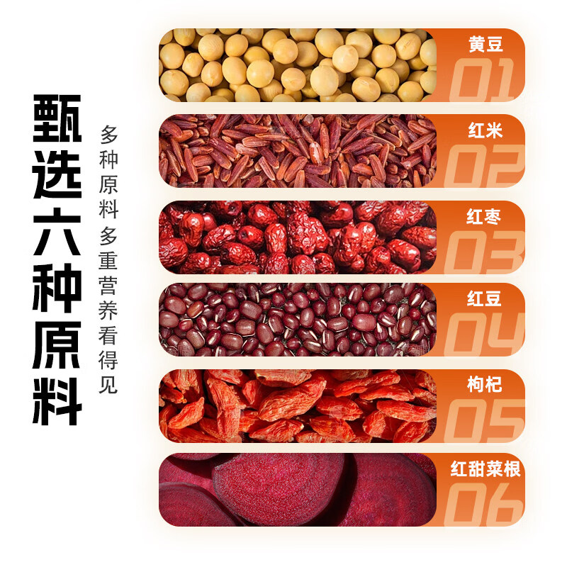 豆奶粉早餐冲泡即食胖村农五红豆浆粉营养红枣女士冲饮代餐食品 五红豆浆粉175g*3袋【超值装】