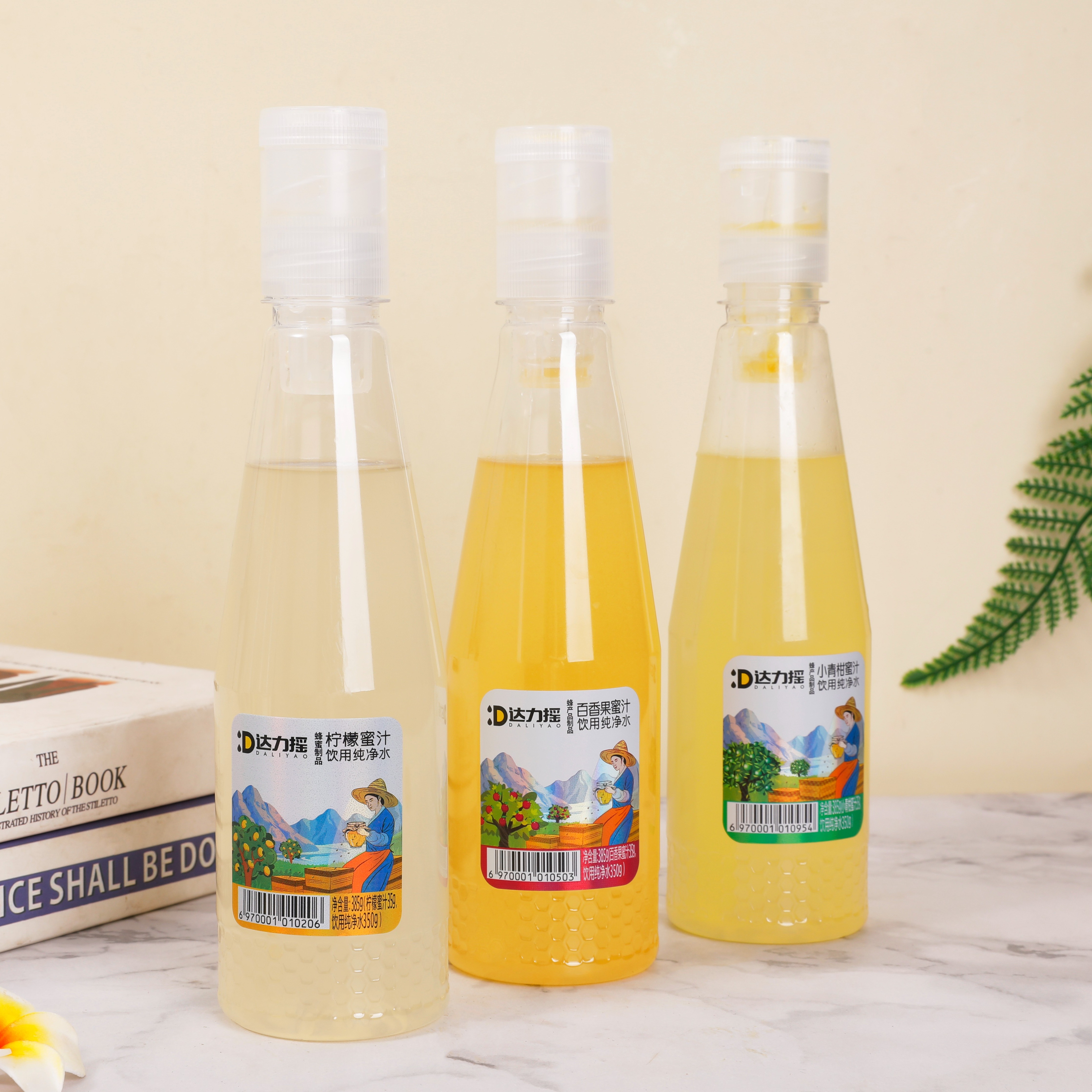 达力摇蜂蜜水385g*6瓶新鲜柠檬小青柑百香果蜜汁分离饮料 百香果蜂蜜水385g*6瓶【整箱装】