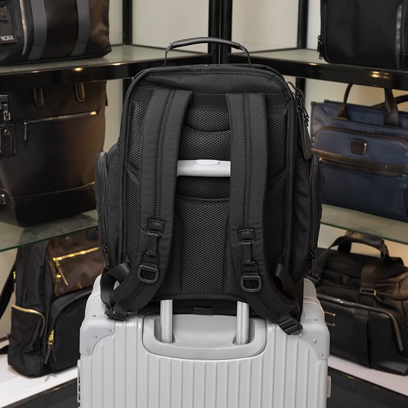 弹道尼龙男士双肩包经典多隔层大容量商务通勤旅行16寸电脑背包 580半开黑色 578灰色全开