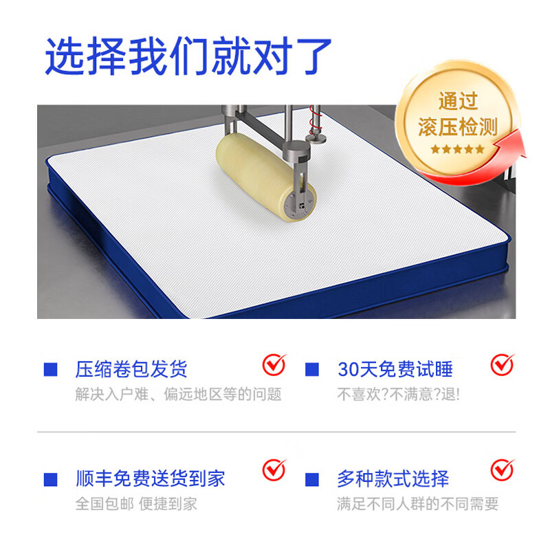 海马席梦思记忆棉盒子床垫1.8x2米压缩卷包独立袋弹簧家用床垫 静音舒睡：厚度15CM 2*2.2米